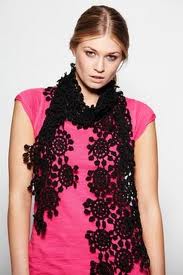 schwarz Crochet Stola